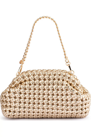 Everly Woven Frame Clutch Purse