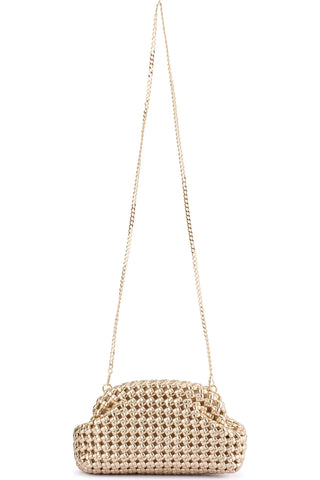 Everly Woven Frame Clutch Purse